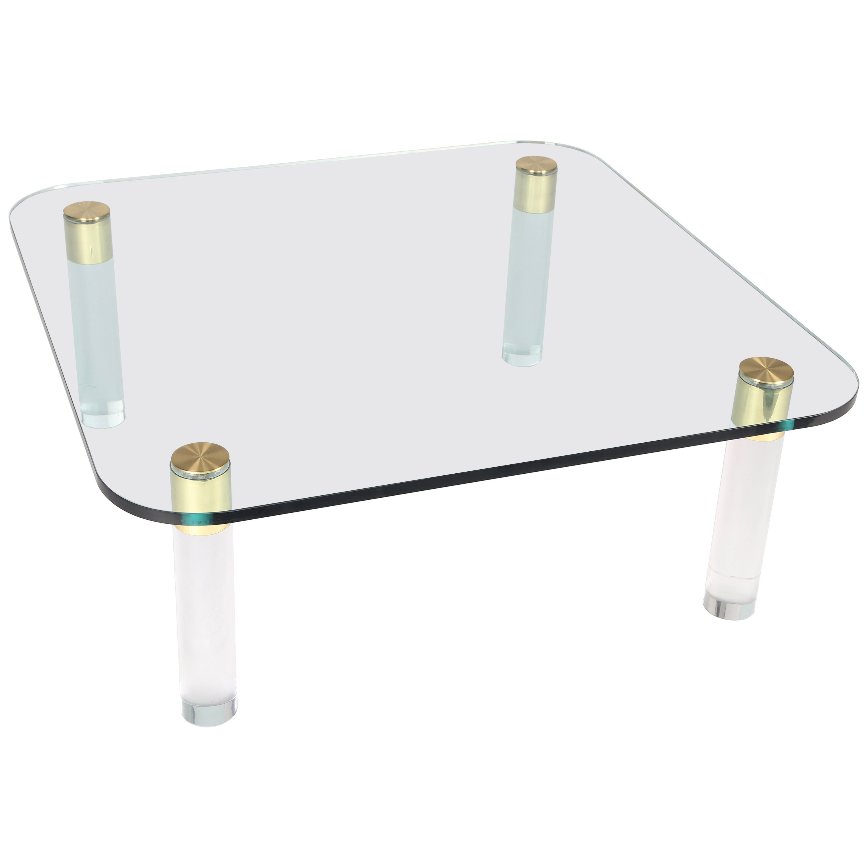 1970s Brass, Glass and Lucite Cocktail Table by Pace