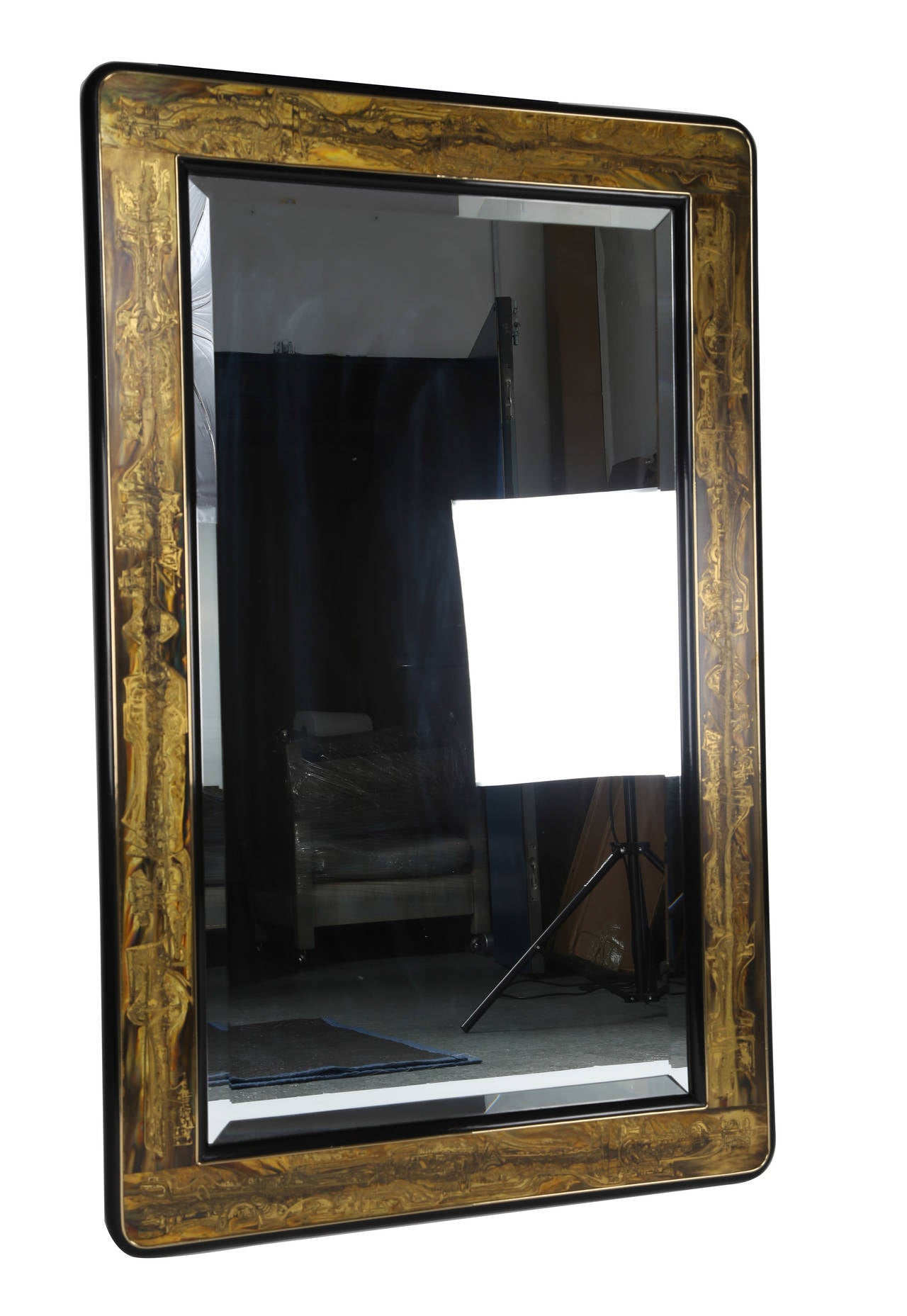 Late 20th Century Large Etched-Brass Mirror by Bernhard Rohne for Mastercraft, circa 1970s