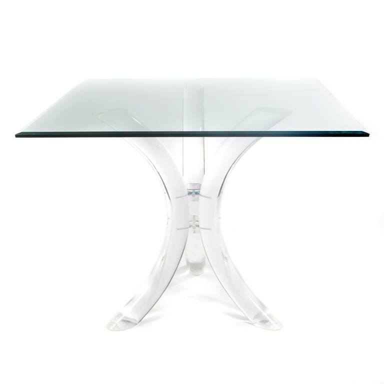 Sabre Leg Lucite Table by Charles Hollis Jones