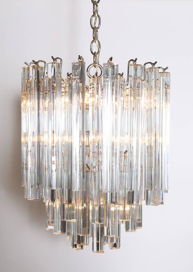 Beautiful 1970s Murano chandelier with 64 triangular crystals (34-11