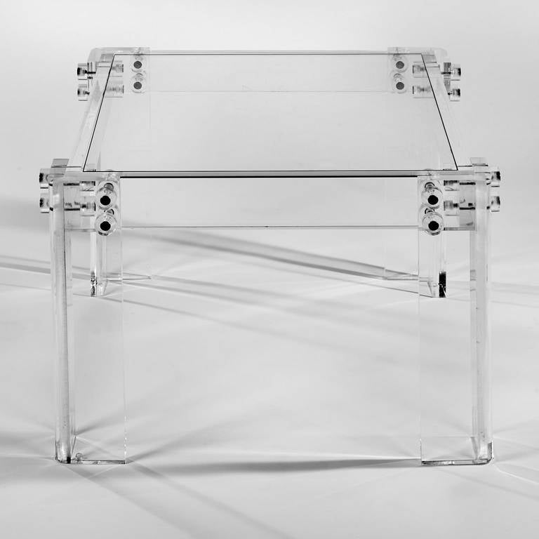 American Bolted 1970s Lucite End or Side Table For Sale