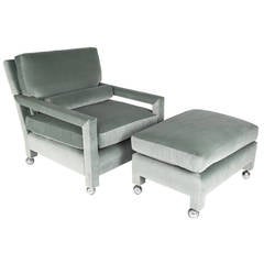 Milo Baughman Reclining Lounge Chair and Ottoman on Casters