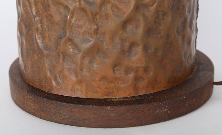 Copper Marcello Fantoni 1960s Brutalist Torch-Cut Table Lamp