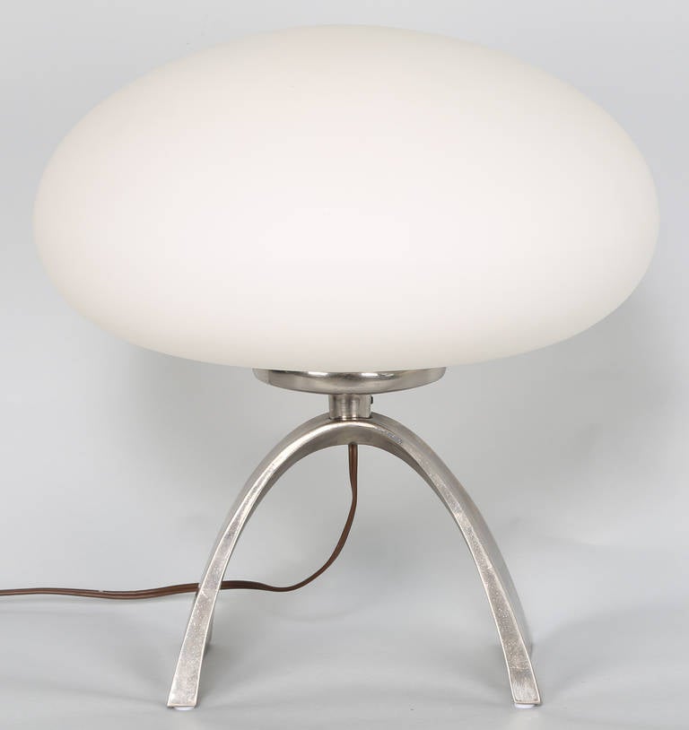 Arched Nickel and Glass Table Lamp by Laurel