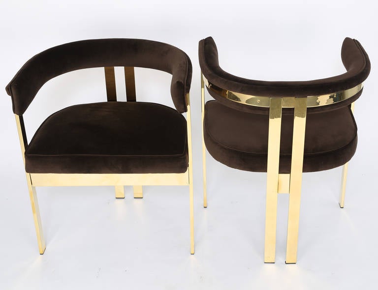 Italian Stunning Brass Armchairs Attributed to Tobia Scarpa
