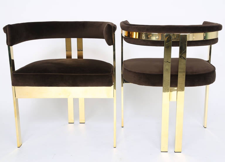 Polished Stunning Brass Armchairs Attributed to Tobia Scarpa