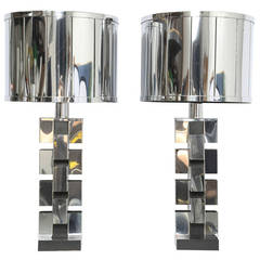 Pair of All-Chrome Table Lamps