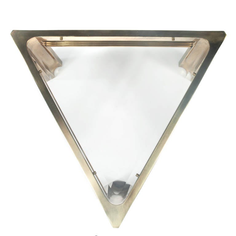 Late 20th Century 1970s Mastercraft Triangular Side Table in Brass