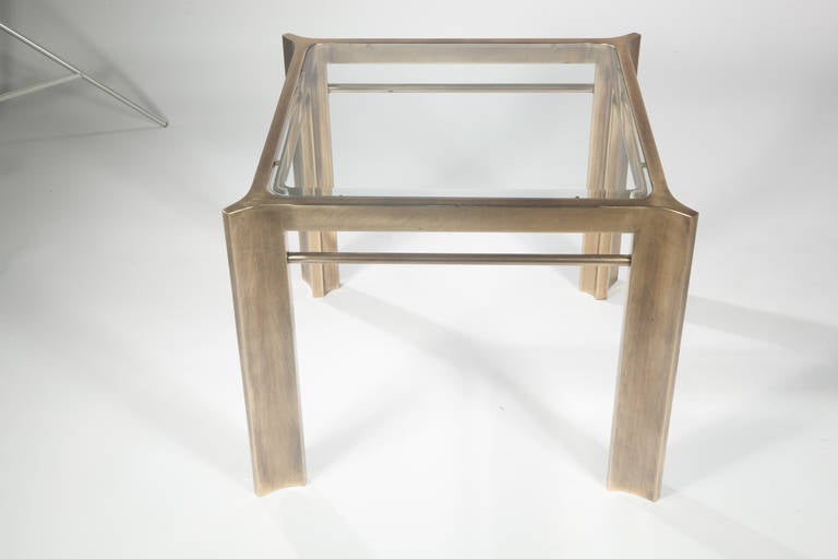 1970s Mastercraft Brass Side Table with Tapered Corners