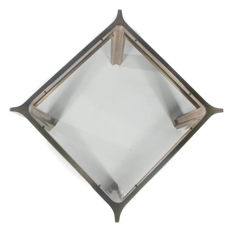 1970s Mastercraft Brass Side Table with Tapered Corners at 1stdibs