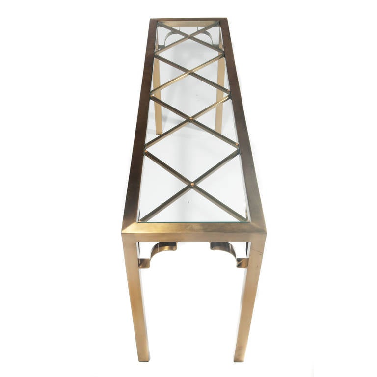 Mastercraft Brass and Glass Console Table
