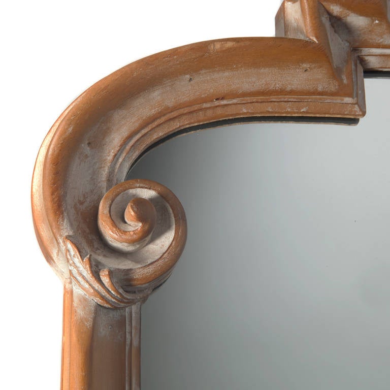 American Queen Anne Mirror with Distressed Finish by La Barge, circa 1960s
