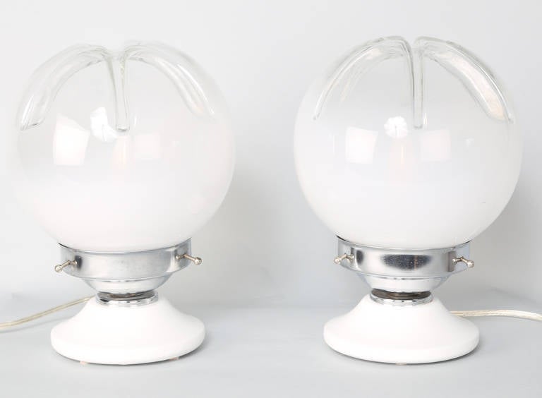 Late 20th Century Pair of Small Mazzega Glass Table Lamps, circa 1970s For Sale