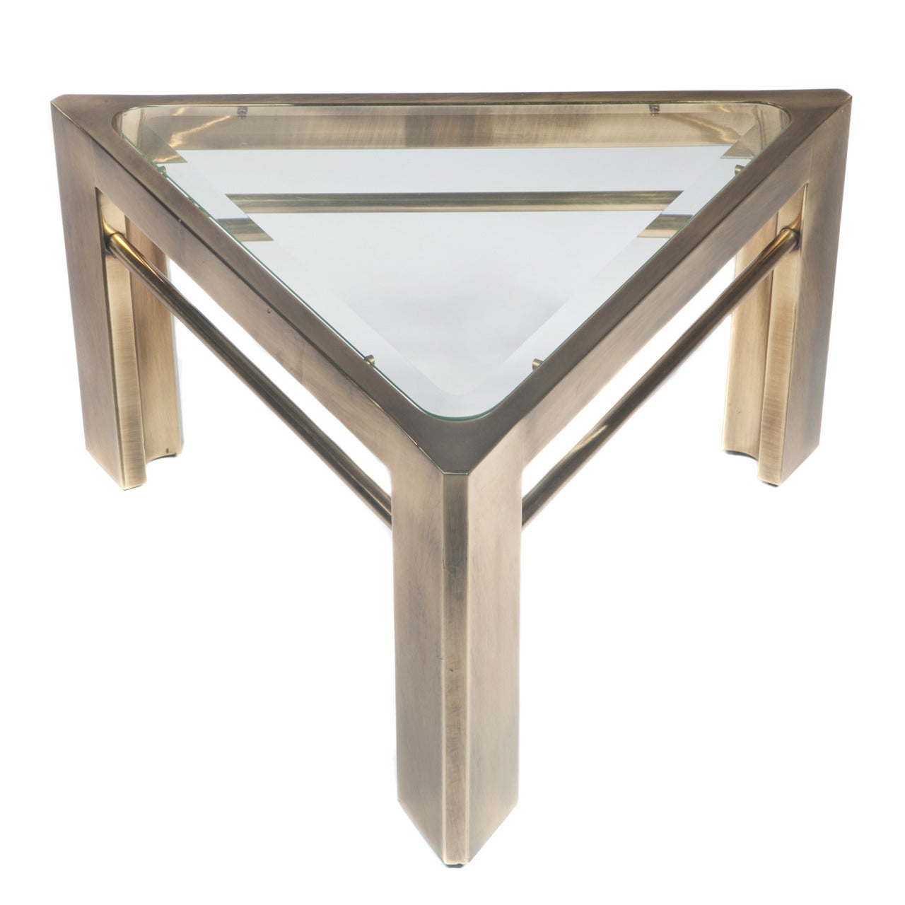 1970s Mastercraft Triangular Side Table in Brass