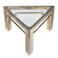 1970s Mastercraft Triangular Side Table in Brass 6
