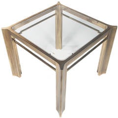 1970s Mastercraft Brass Side Table with Tapered Corners
