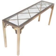 Mastercraft Brass and Glass Console Table Mastercraft Brass and Glass Console Table