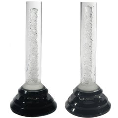 Pair of Haziza Controlled-Bubble Lucite Lamps, circa 1970s