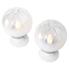 Pair of Small Mazzega Glass Table Lamps, circa 1970s 2