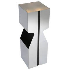 Neal Small Illuminated Chrome Pedestal with Magazine Storage, circa 1970s 2