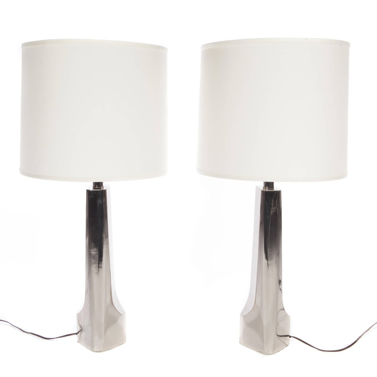 American Pair Laurel Chrome Table Lamps