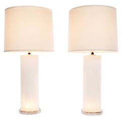 Pair of Murano Glass Lamps with Lighted Bodies