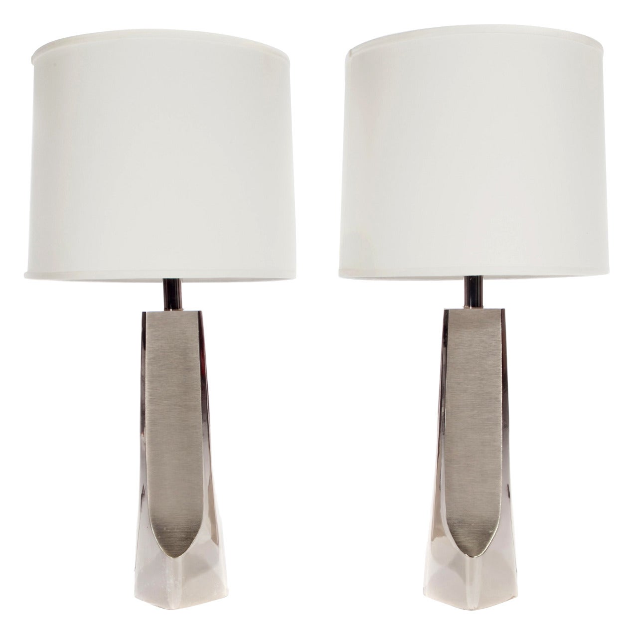 Pair Laurel Chrome Table Lamps