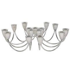 Collection of Three-Candle Sterling Candelabra by Duchin Creation, circa 1950s