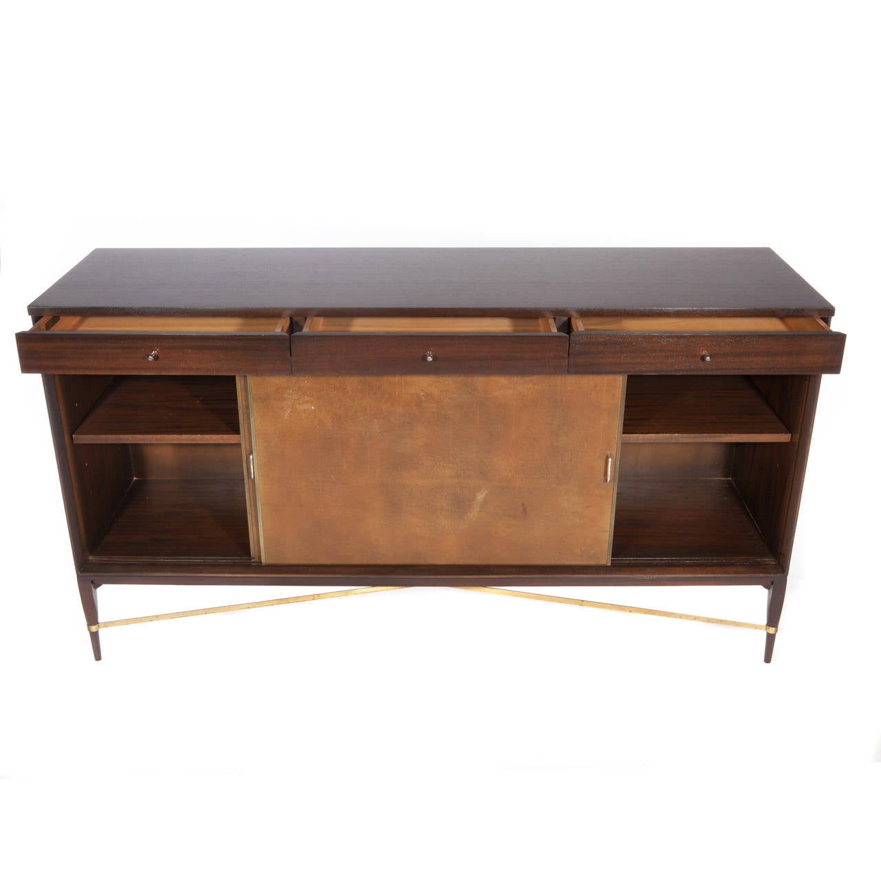 Mid-20th Century Paul McCobb Mahogany and Leather Cabinet