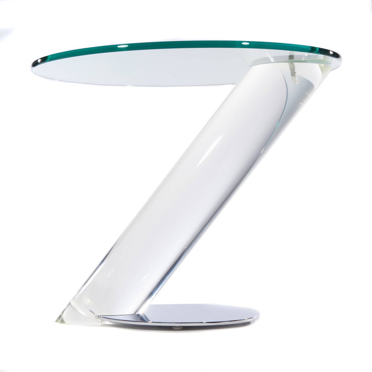 Pair of Lucite, Chrome and Glass Side Tables by Lion in Frost In Excellent Condition In Brooklyn, NY