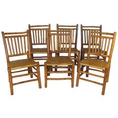 Set of Six Rustic Dining Chairs