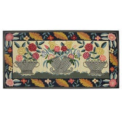 Flower Baskets Hooked Rug