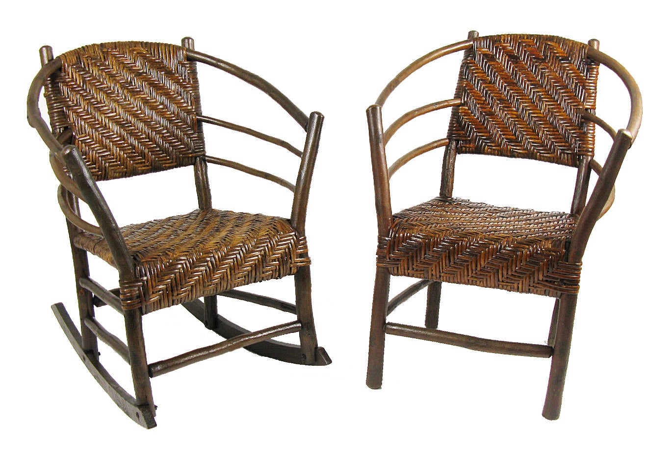 Pair of Old Hickory Hoop Arm Chairs