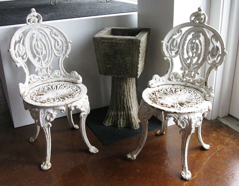 American Pair of Cast Iron Garden Chairs