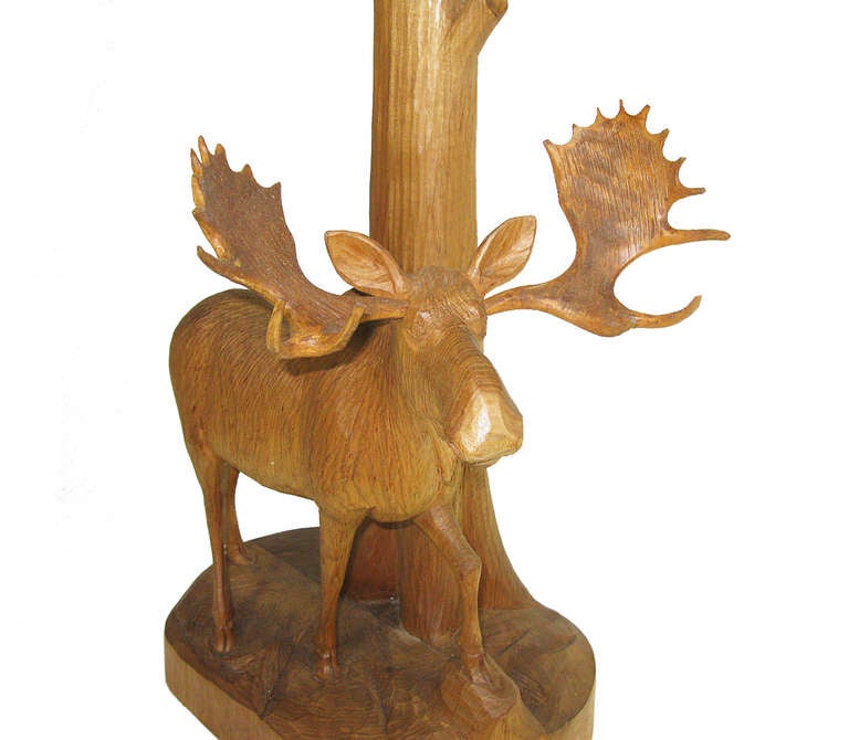 Adirondack Carved Moose Floor Lamp For Sale