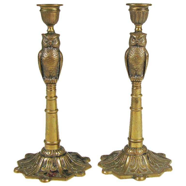 Pair of Owl Candlesticks