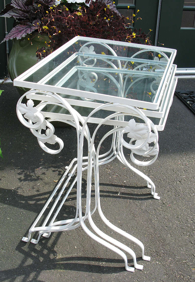 Wrought Iron Nesting Tables In Good Condition In Damariscotta, ME