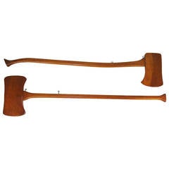 Pair of Oversized Wooden Display Axes