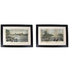 Pair of Large Rowing Regatta Lithographs
