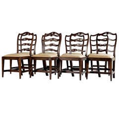 Eight George III Mahogany Ladder Back Dining Chairs With Drop in Seats Circa 1780 (set Of 6 And 2 Matching)