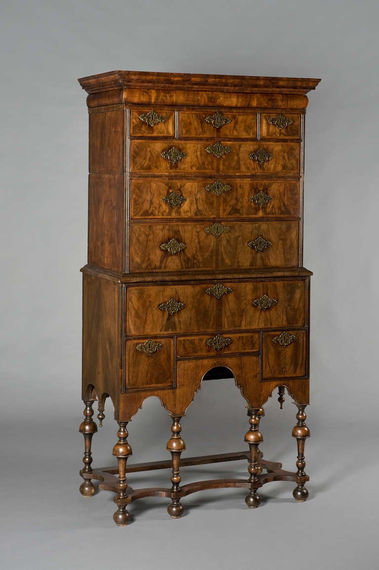 Walnut Chest On Stand Circa 1710, Exceptionally Tall, Wonderful Colour.