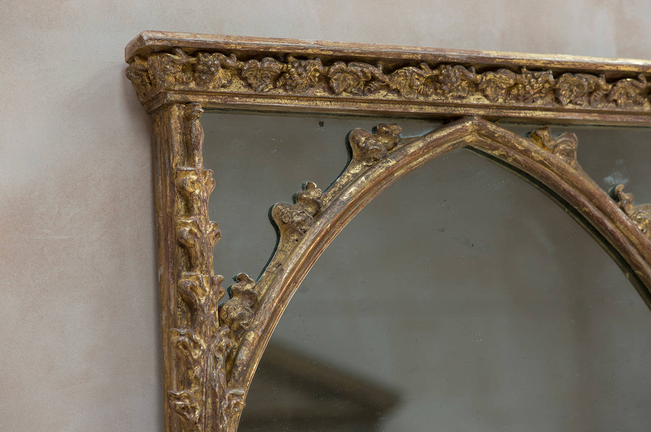 Late 18th Century Large Giltwood Multi-Paned Gothic Mirror, circa 1780 For Sale
