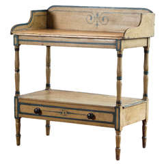 Antique Painted Washstand circa 1840 with Original Painted Finish - Later Marbled Top Covering Washbowl 