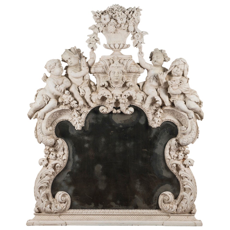 Late 17th Century Carved Overmantle Mirror For Sale