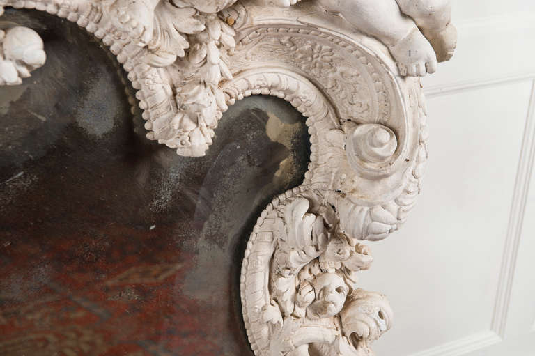 Late 17th Century Carved Overmantle Mirror For Sale 2