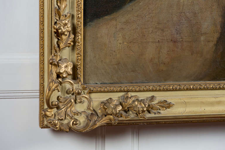 Large portrait of Diana the hunter, French, circa 1790, in her original frame For Sale 1
