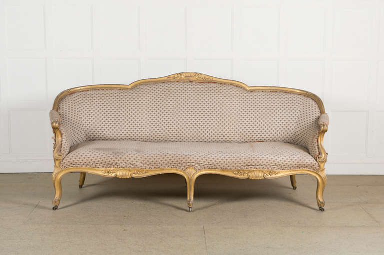 Giltwood country house sofa. Circa 1870