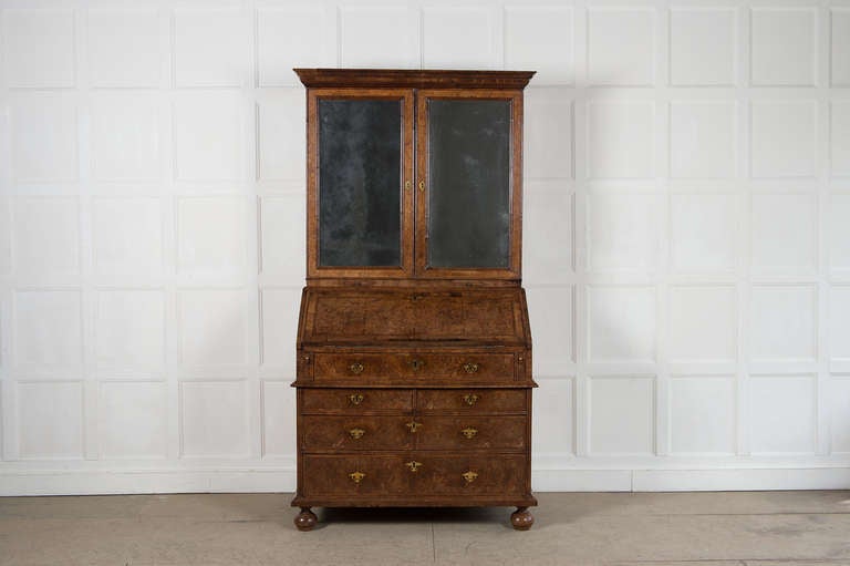 Walnut Bureau Bookcase circa 1720 with Provenance of Coombe Place, Sussex