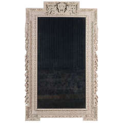Antique George II carved pine and white painted pier mirror, English, Circa 1740