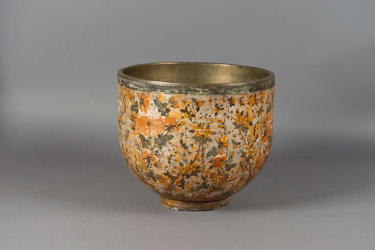 Two Kashmiri papier mache jardinieres, both brass lined, late 19th century 1